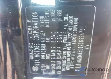 2020 Kia Sedona Lx из США, поврежденный, VIN KNDMB5C17L6634761